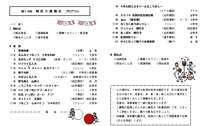 平成28年度運動会プログラム