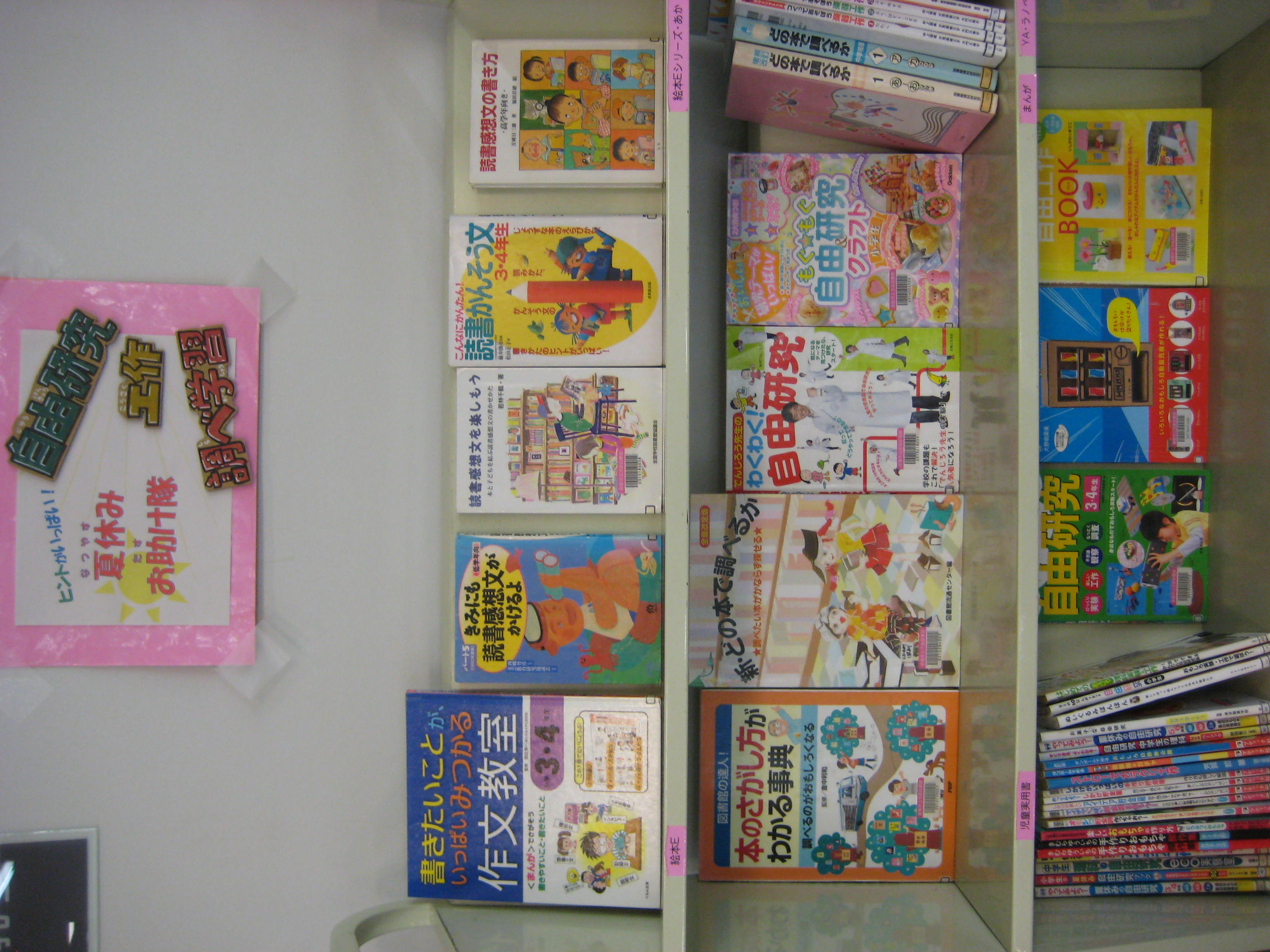 こども室展示８月　夏休み　お助け隊