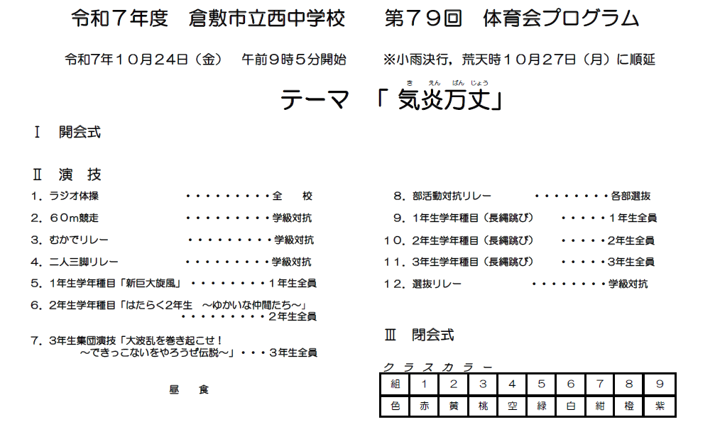 第79回体育会プログラム